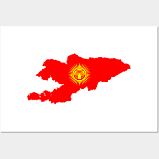 Map of Kyrgyzstan with new flag Posters and Art